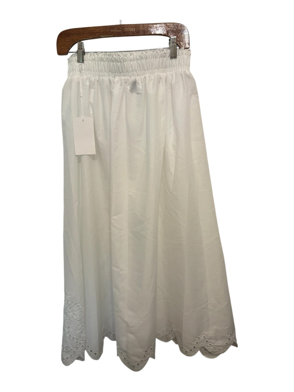 White Scalloped Eyelet Maxi Skirt - Women's